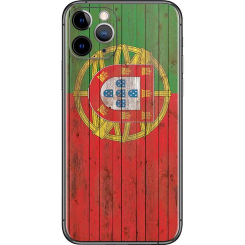 Portuguese Flag Dark Wood iPhone 11 Pro Skin